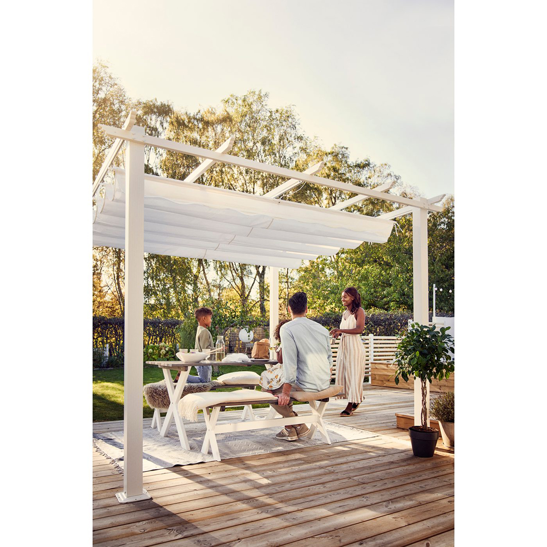 Pergola 4x4 m Vit Hvit