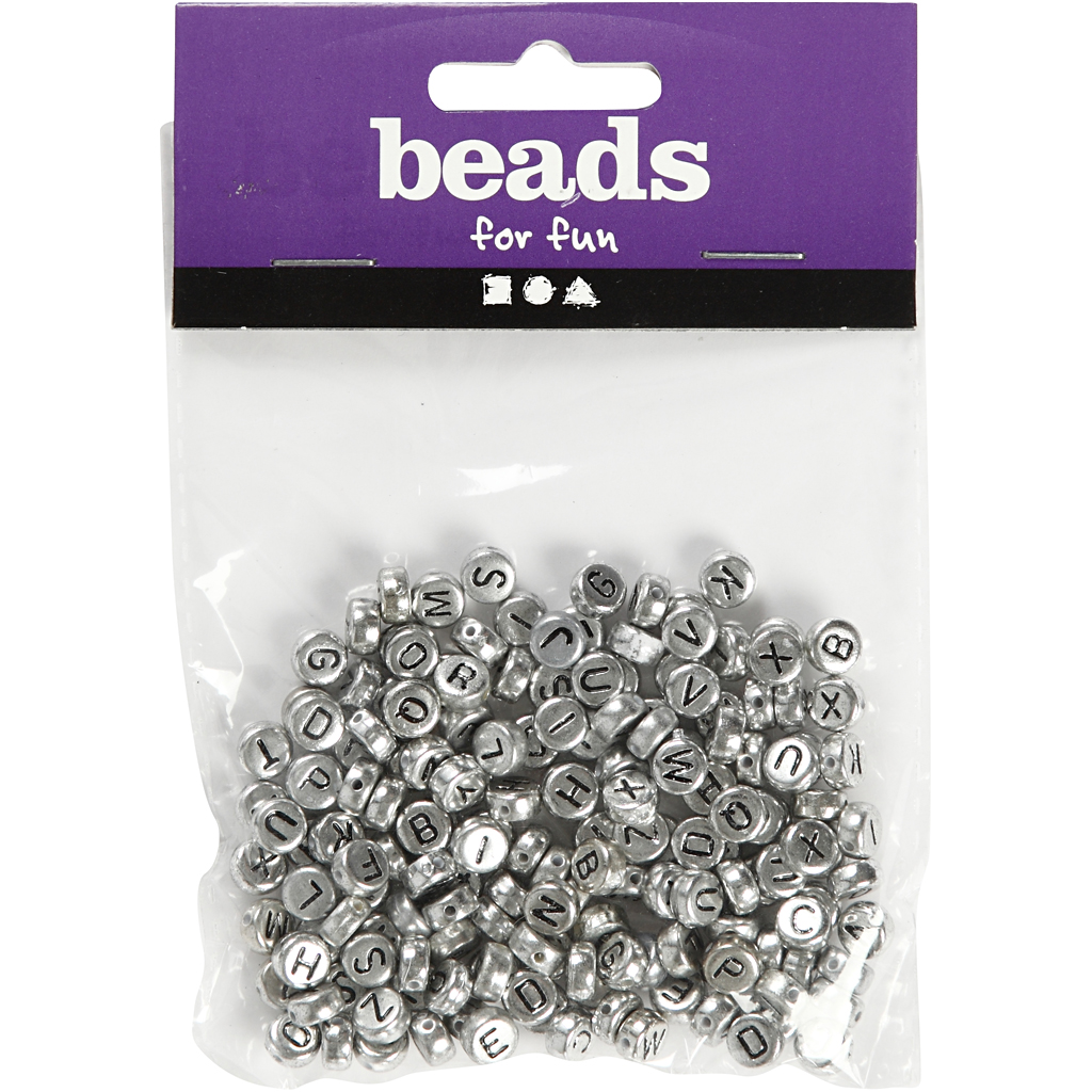 Bokstavperler Creativ Company Sølv Dia 7 mm Hullstr 1,2 mm 21 g/1 Pk