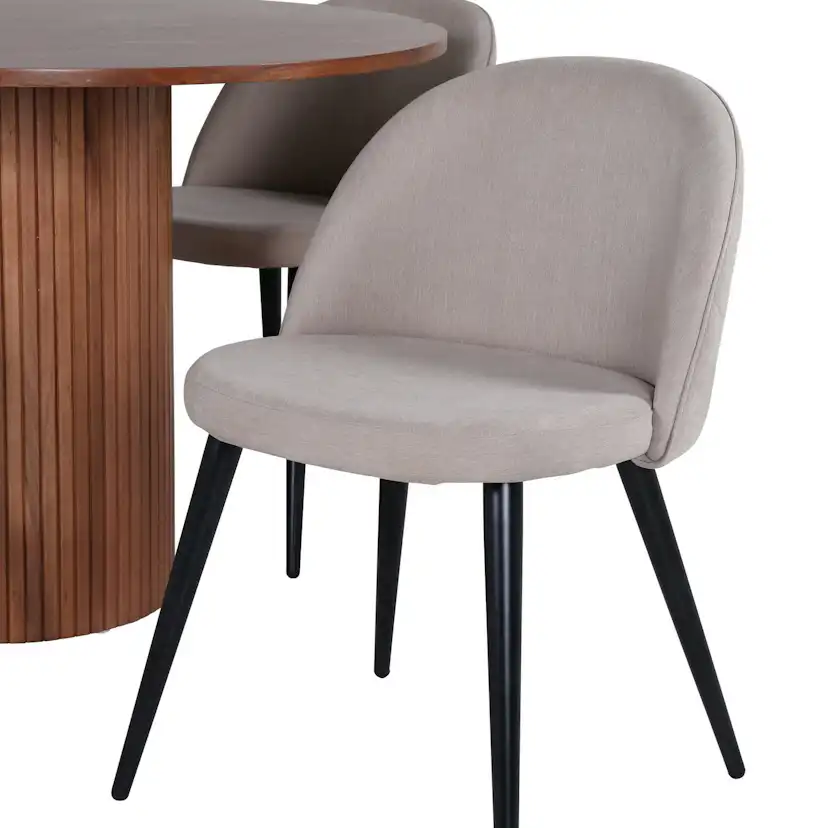 Spisegruppe Venture Home med Rundt Bianca Spisebord og 4 Valentina Stitcthes Spisestoler