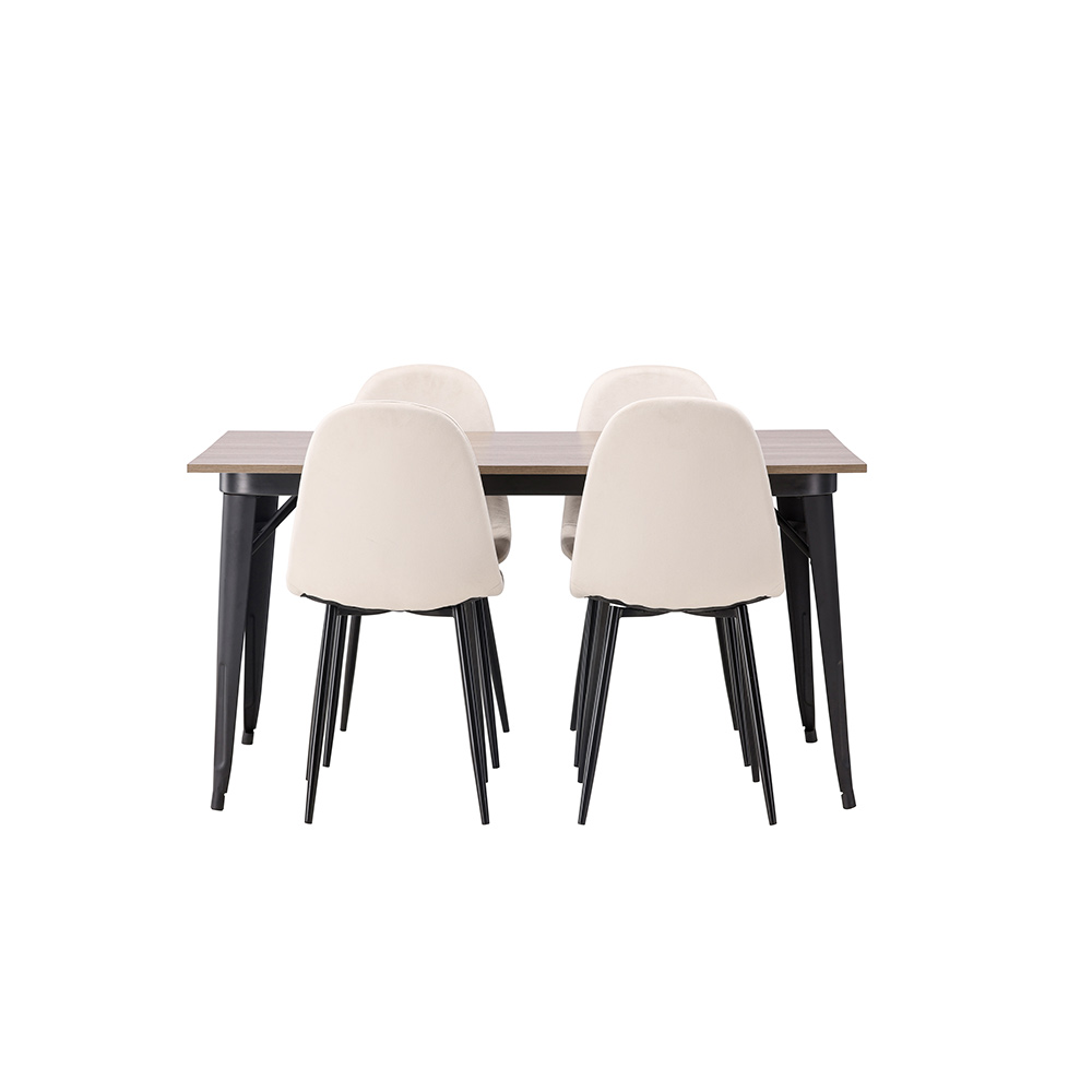 Spisegruppe Venture Home Tempe 140 cm med 4 Polar Stoler Fløyel