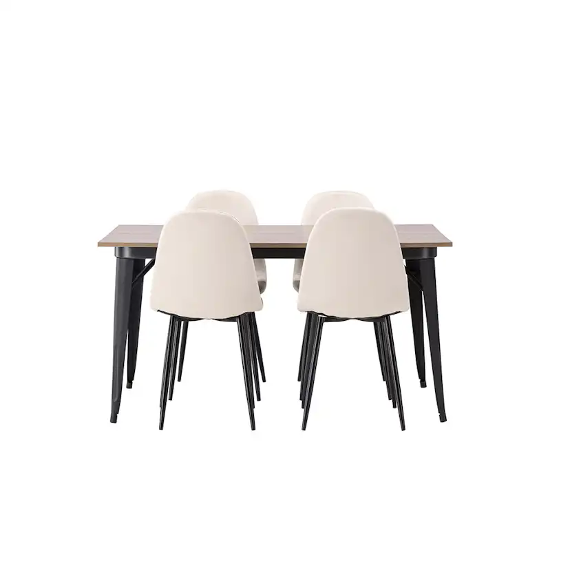 Spisegruppe Venture Home Tempe 140 cm med 4 Polar Stoler Fløyel
