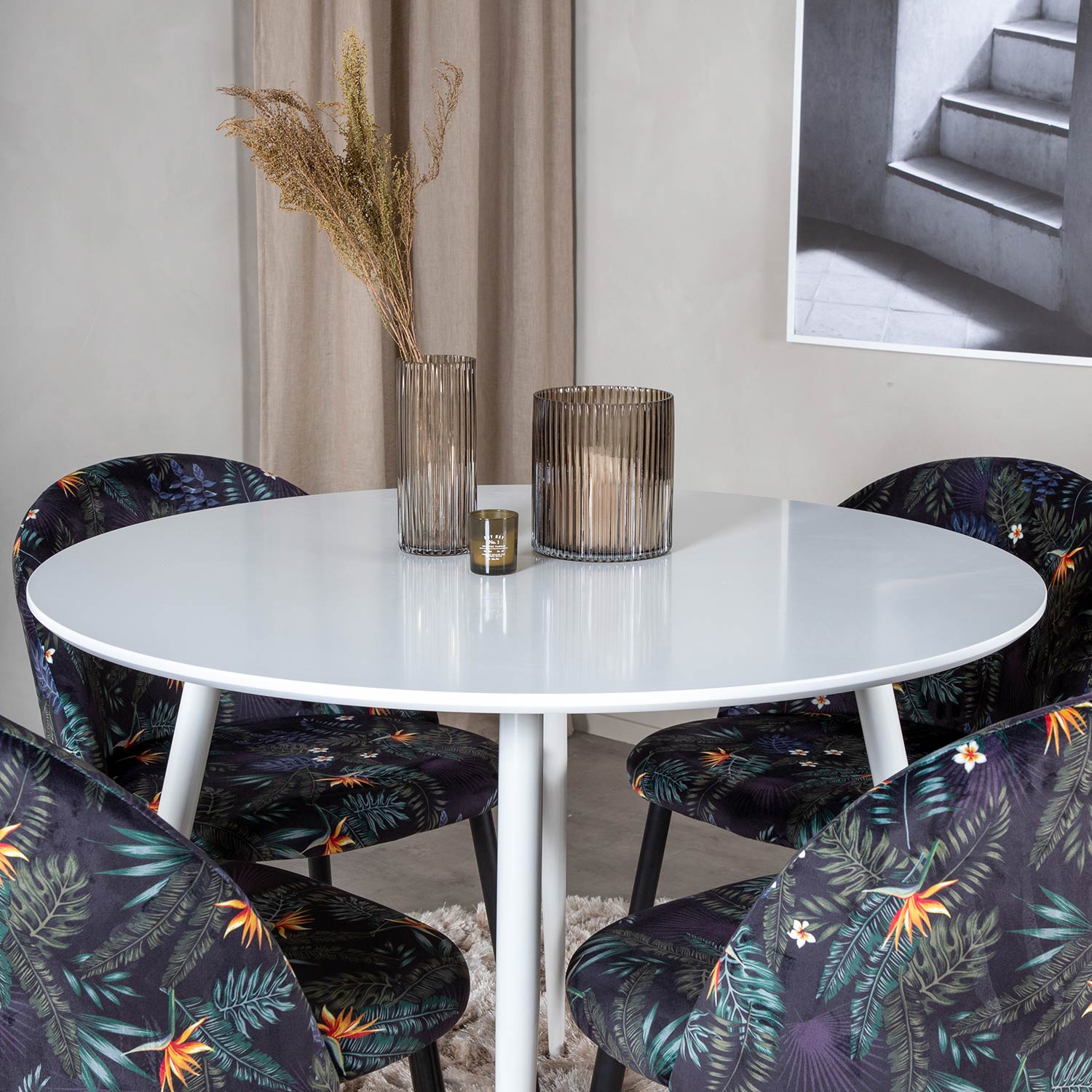 Spisegruppe Venture Home Plake med 4 Valentina Stoler Polyester Rundt