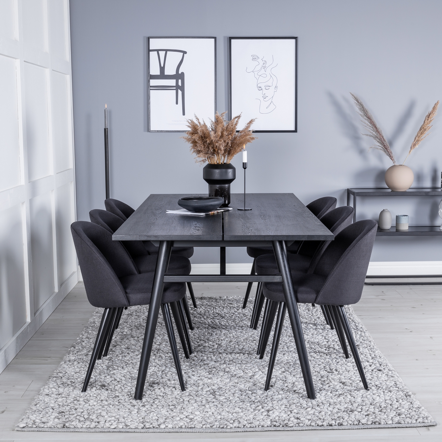 Spisegruppe Venture Home Salt med 6 Valentina Stoler Polyester