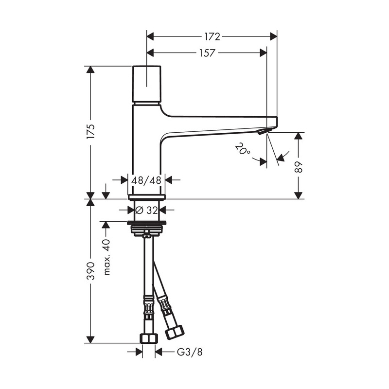 Servantbatteri Hansgrohe Metropol Select 100 CoolStart Push-Open
