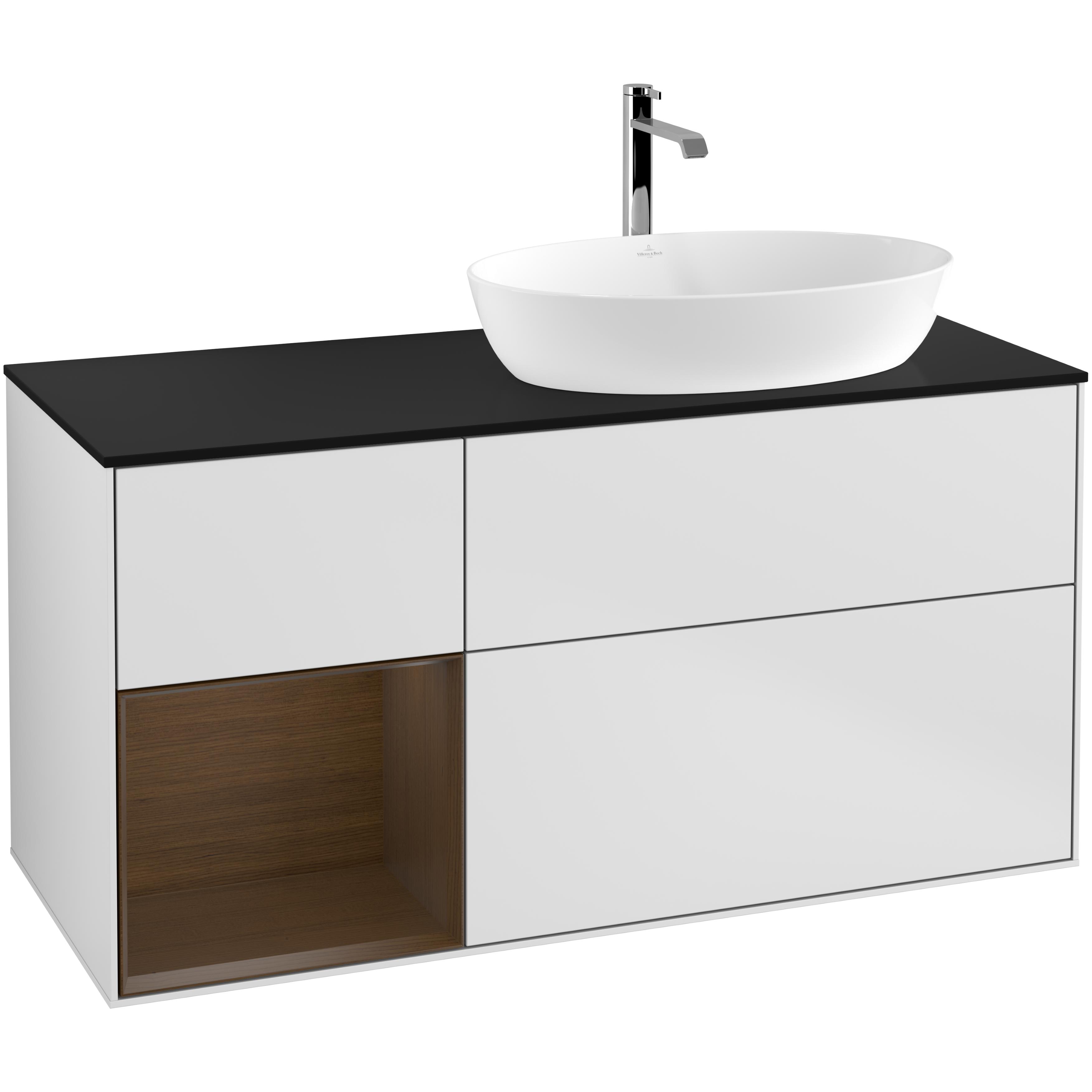 Tvättställsskåp Villeroy & Boch Finion med 3 Lådor Hylla och Bänkskiva för Ocentrerat Tvättställ från Artis & Collaro