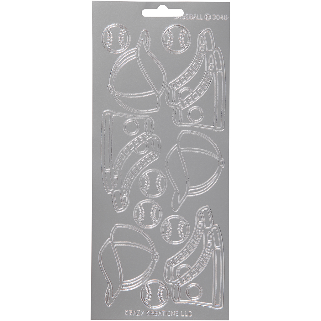 Stickers, silver, sport, 10x23 cm, 1 ark Sølv