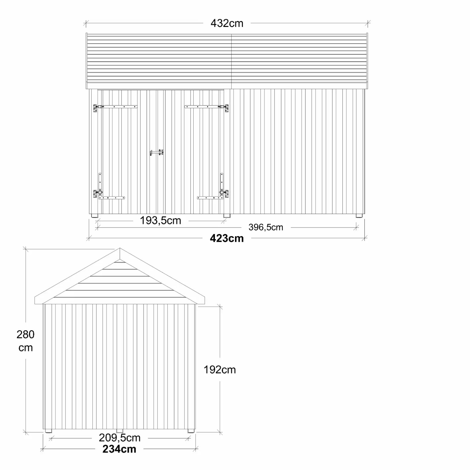 Utebod PLUS Classic Multi Hagehus 2 Moduler Dobbeldør Lukket 10m2