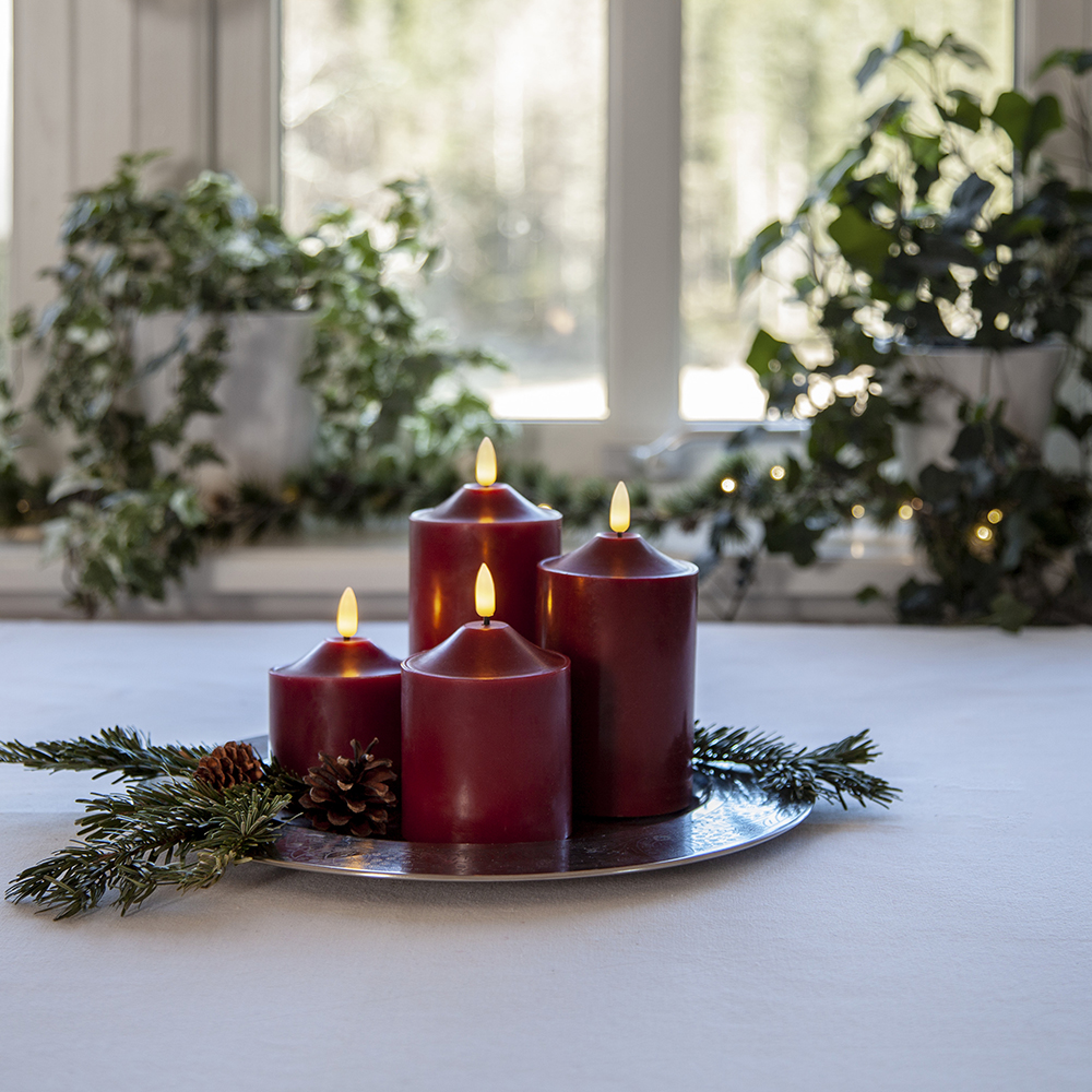 LED-Kubbelys Star Trading Flamme Rød