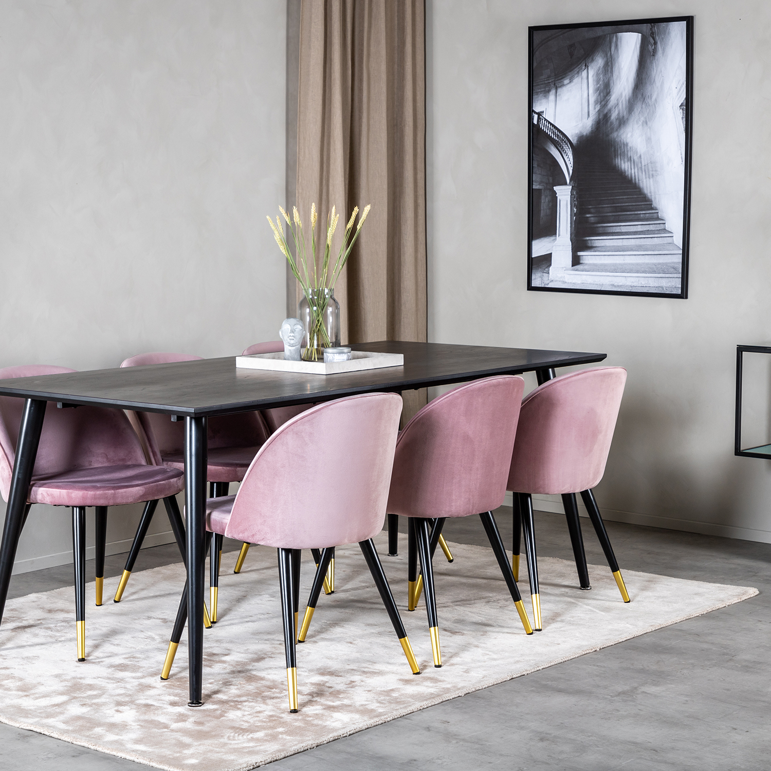 Spisegruppe Venture Home Dipp med 6 Velvet Stoler