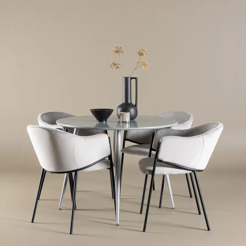 Spisegruppe Venture Home Plaza Ø100 med 4 stk Evelina Stoler