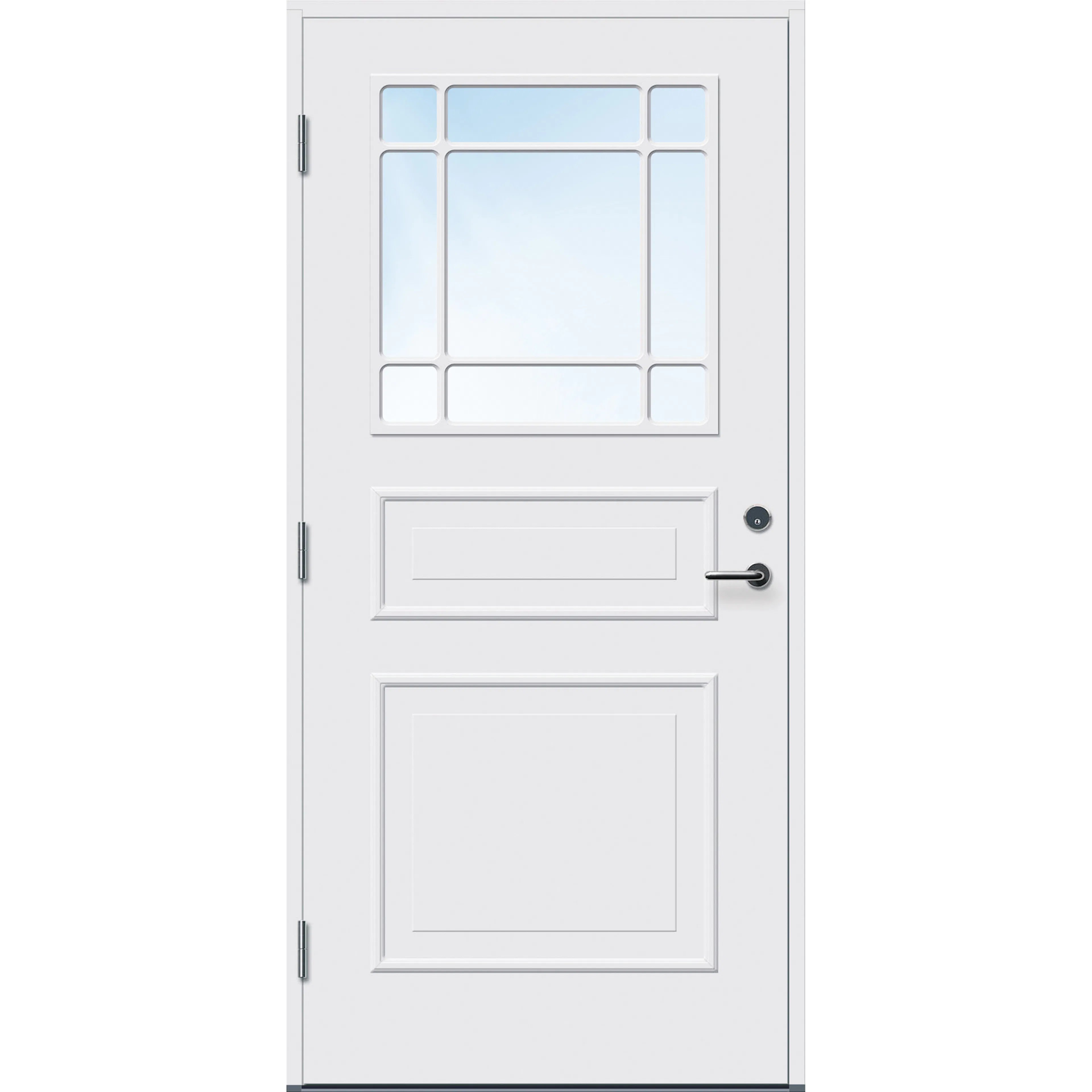 Ytterdør Bygg1 Arendal Klarglass med Yale Doorman Classic Home