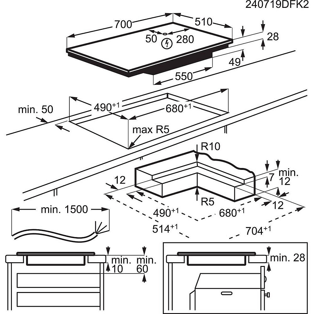 Induksjonstopp AEG TO74IB00IB 6000 Bridge Med Automatisk Justering Av Vifte