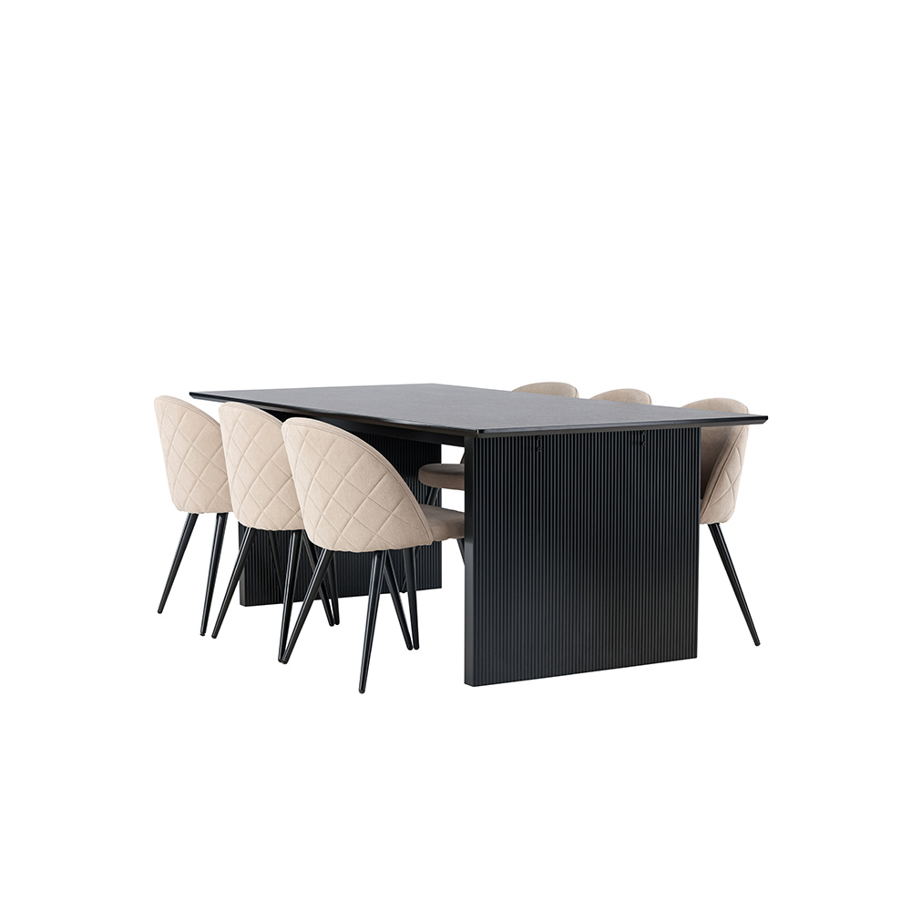 Spisegruppe Venture Home Vail med 6 Velvet Stoler