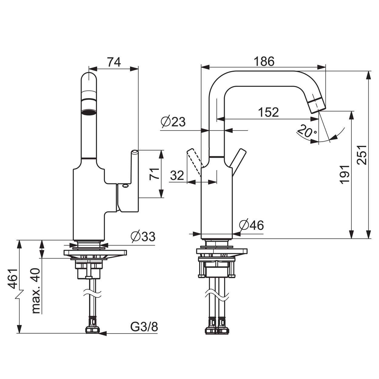 Servantbatteri Oras Optima 2611AF med Svingbar Tut