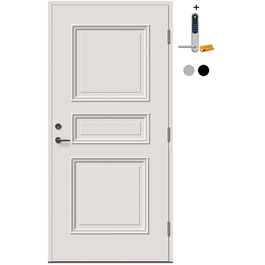 Ytterdør Tundøren Tun 415 Tett Hvit med Yale Doorman Classic Home