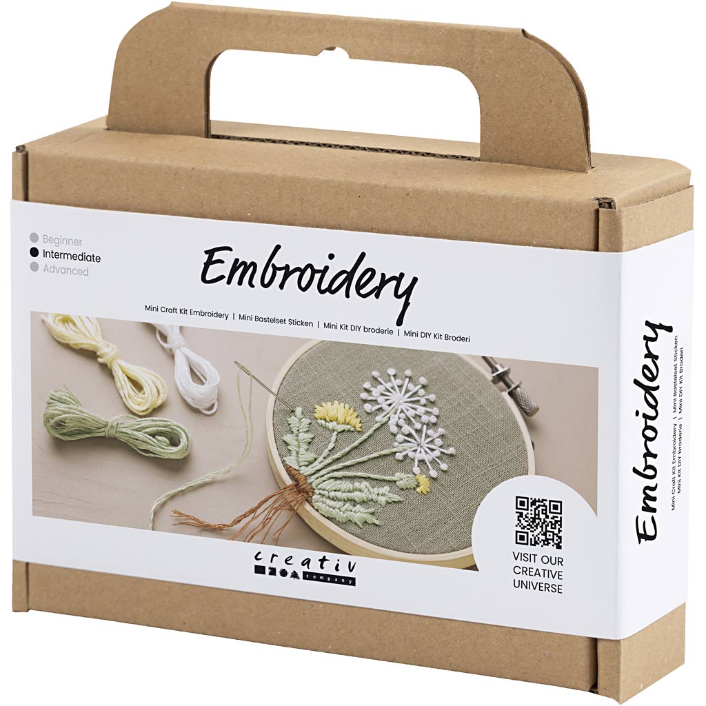 Brodering Creativ Company Mini DIY Kit Matt Grønn Broderiramme