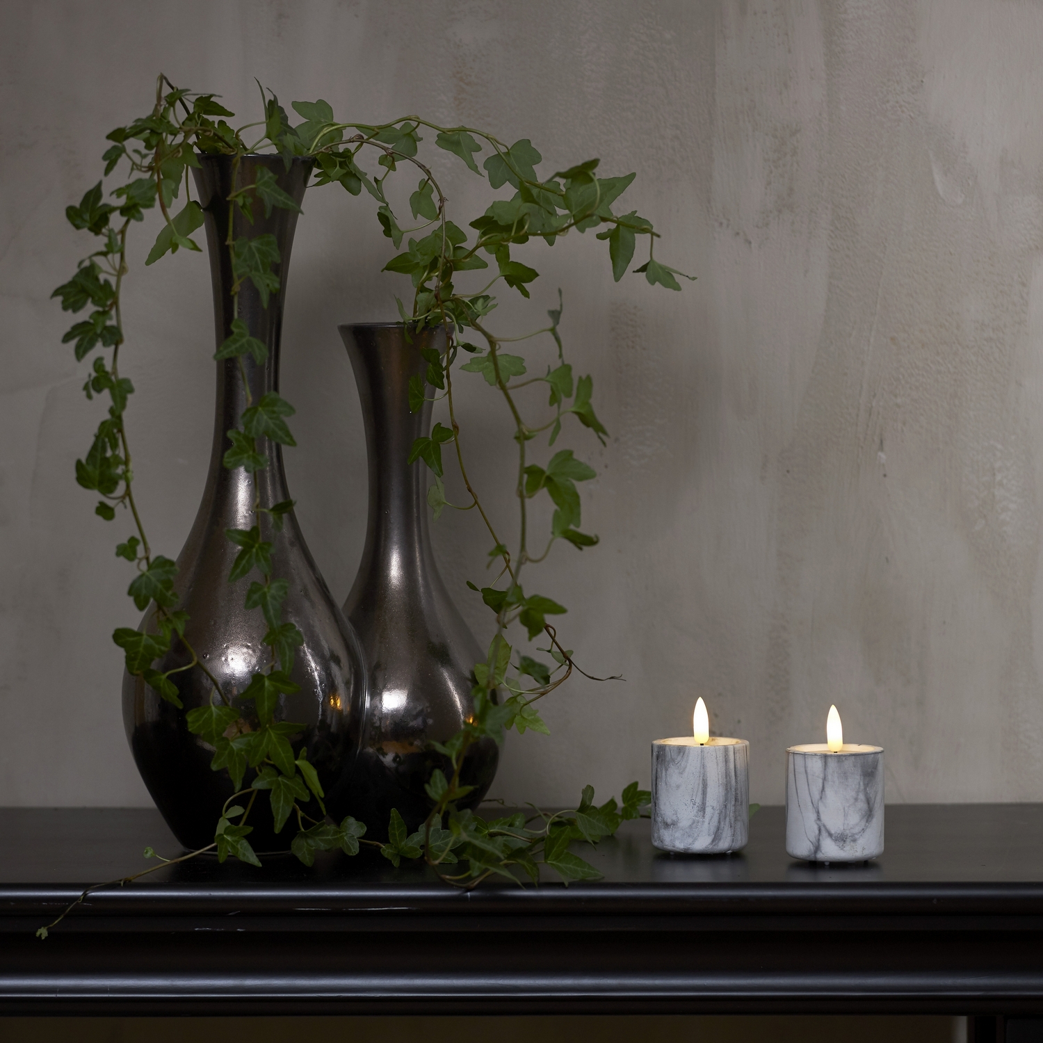 Kubbelys Star Trading Flamme Sement Votiv Marmor 2 stk