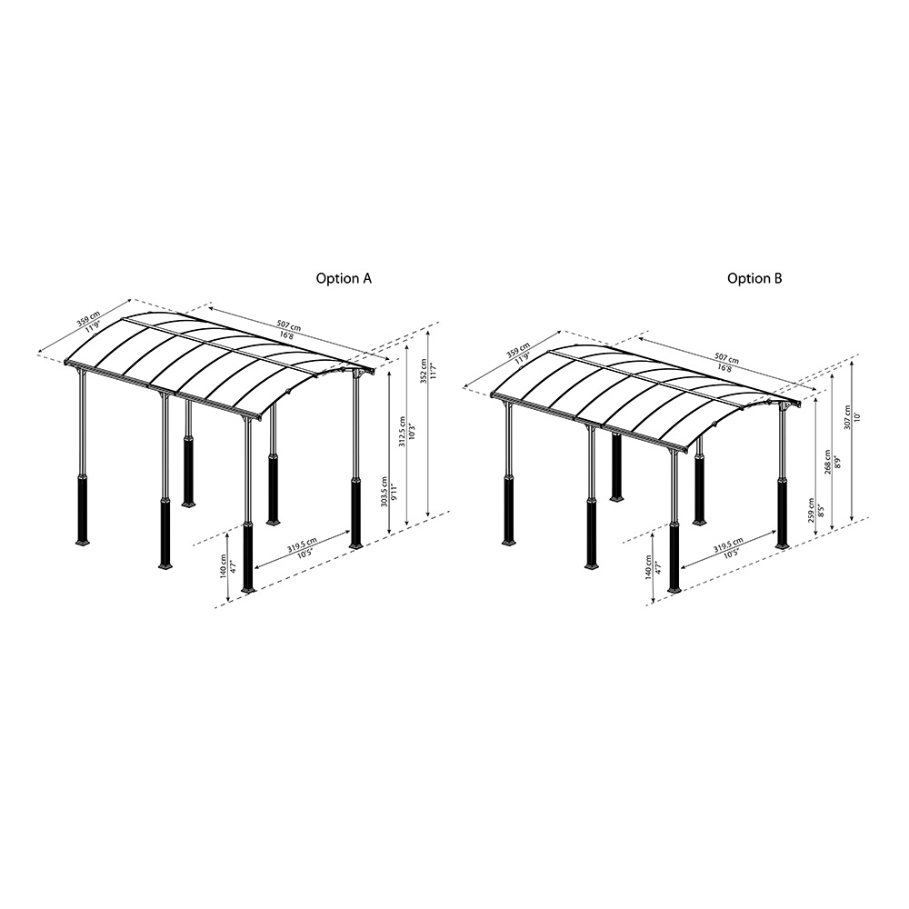 Carport Canopia av Palram Alpine i metall for bobiler 3,6x5 m