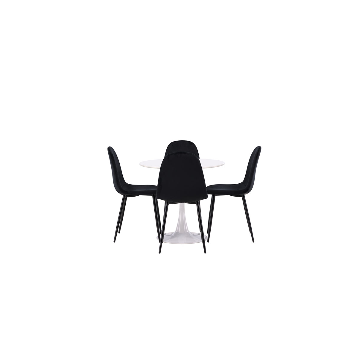 Spisegruppe Venture Home Hamden Ø80 cm med 4 Polar Fløyel Stoler