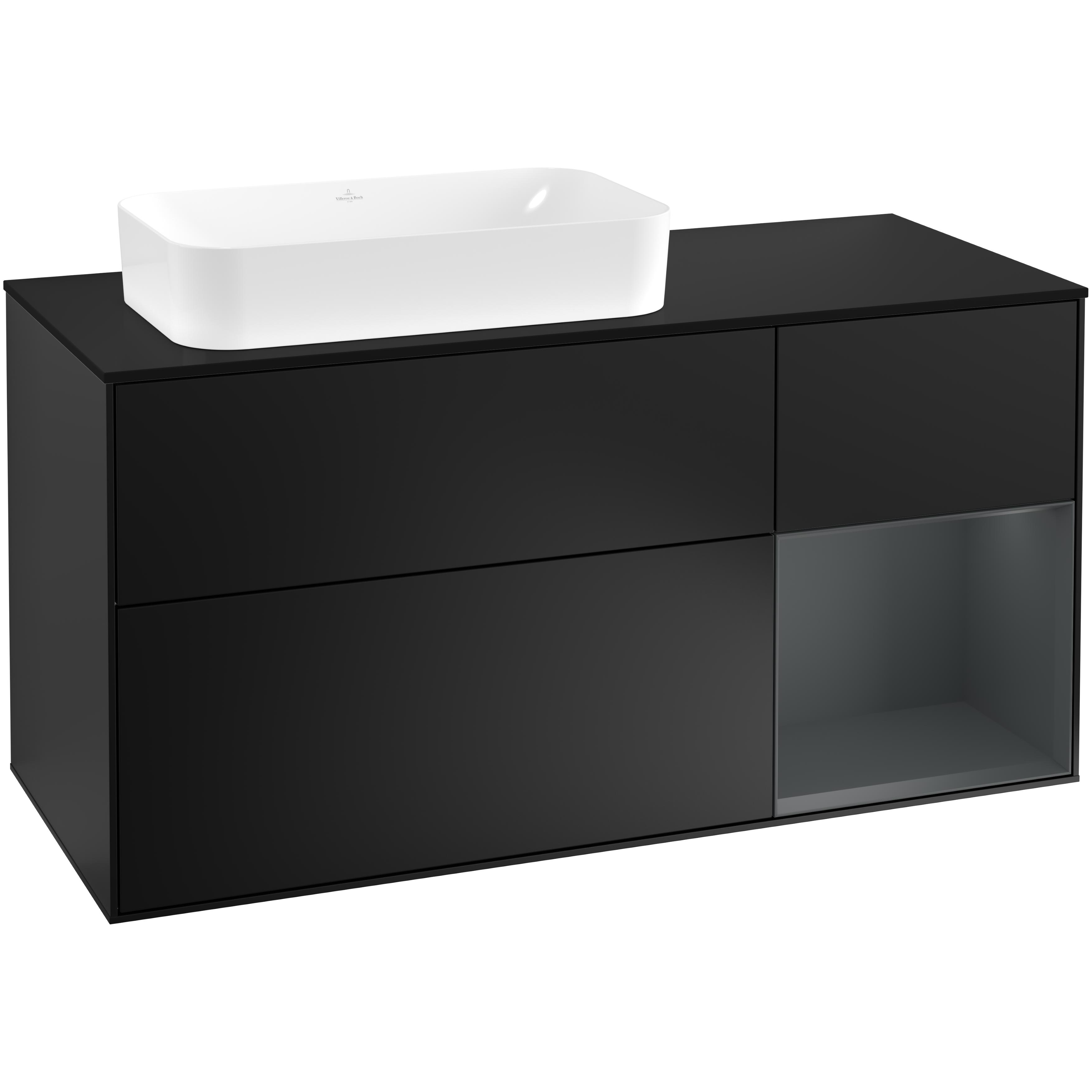 Tvättställsskåp Villeroy & Boch Finion med 3 Lådor Hylla och Bänkskiva för Ocentrerat Fristående Tvättställ