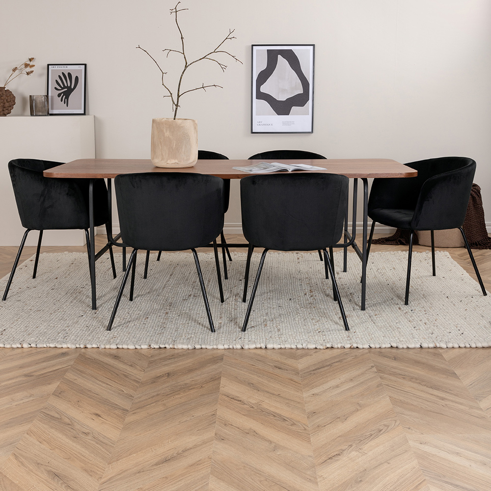 Spisegruppe Venture Home Chicago Spisebord og Bergen Spisestol Brun