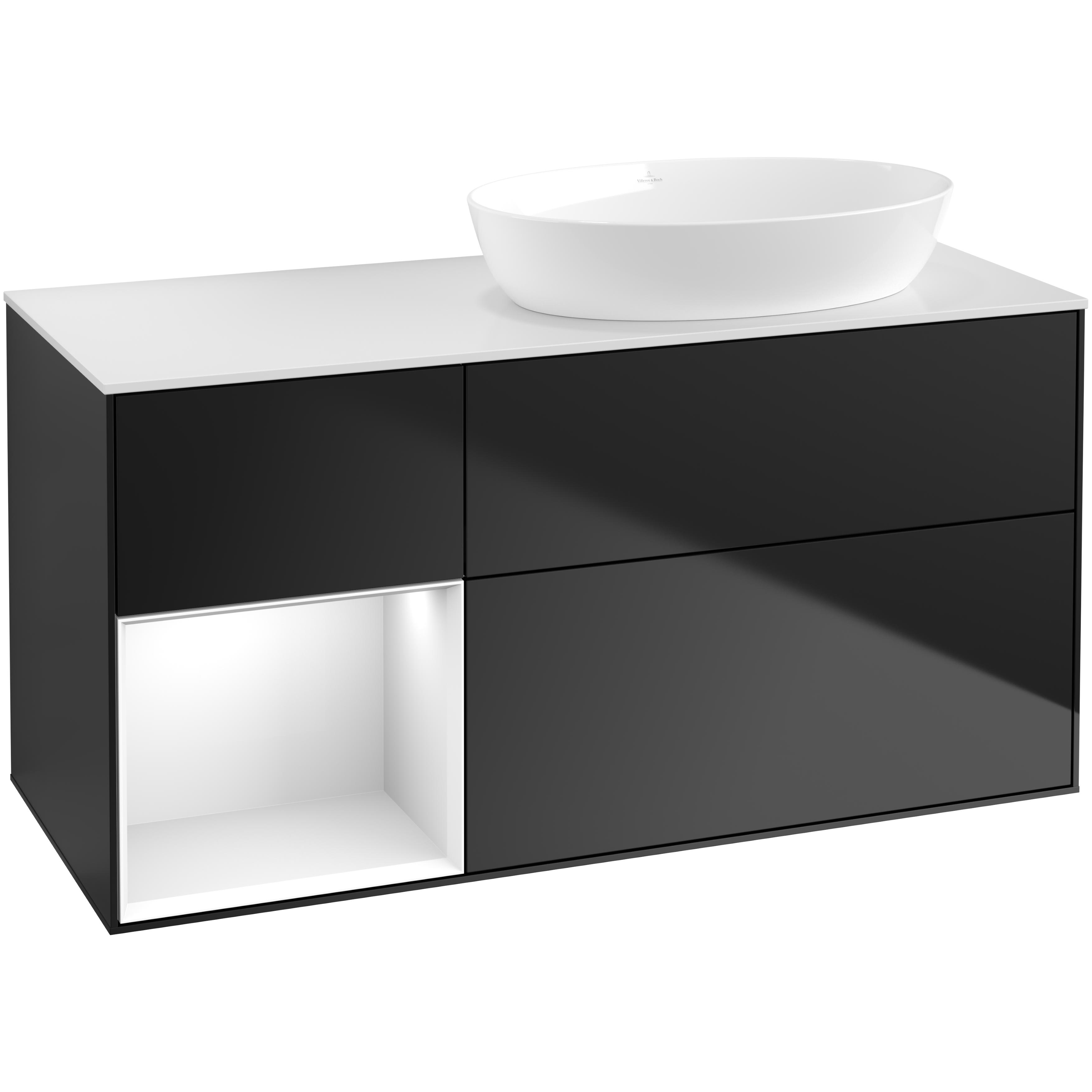 Tvättställsskåp Villeroy & Boch Finion med 3 Lådor Hylla och Bänkskiva för Ocentrerat Tvättställ från Artis & Collaro