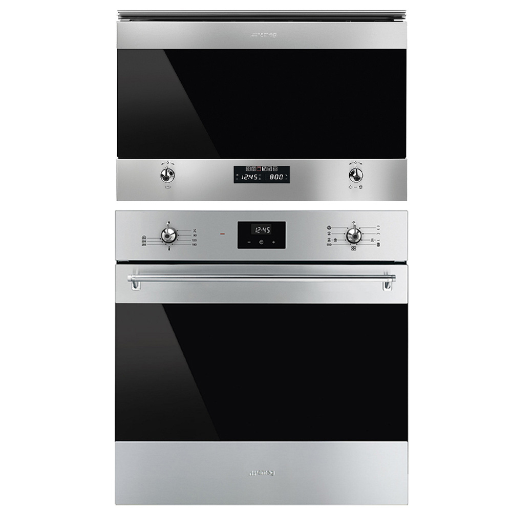Ovn- og Mikrobølgepakke Smeg SF6300TVX + MP322X1 Classic Rustfri Med Damprensing
