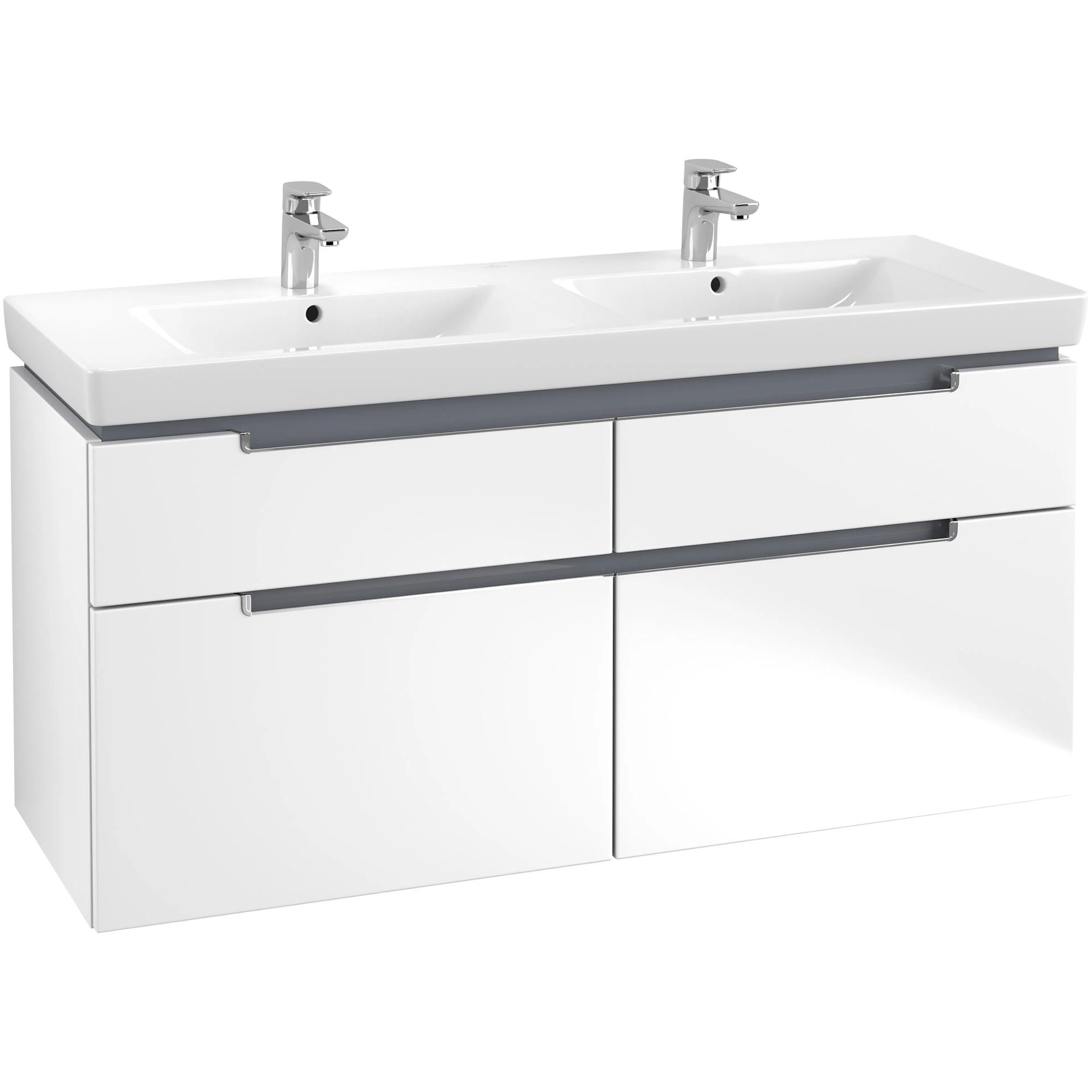 Tvättställsskåp Villeroy & Boch Subway 2.0 A91710MS Mattvit med Handtag i Blank Krom, H: 590 mm
