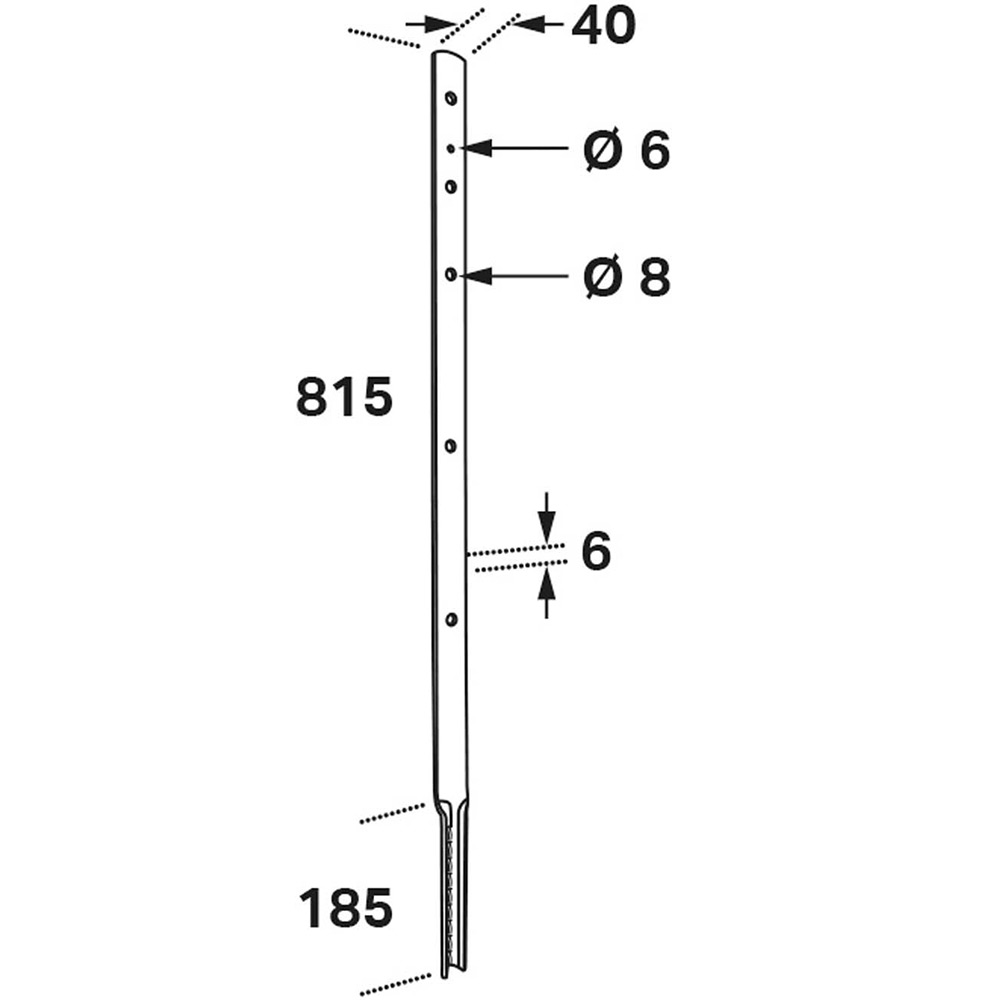 Stolpestøtte FAST CSPP 40x6x1000 mm