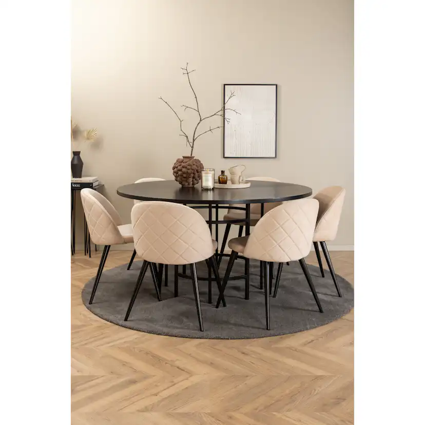 Spisegruppe furniture/fashion Copenhagen Ø140 cm med 6 Velvet Stoler
