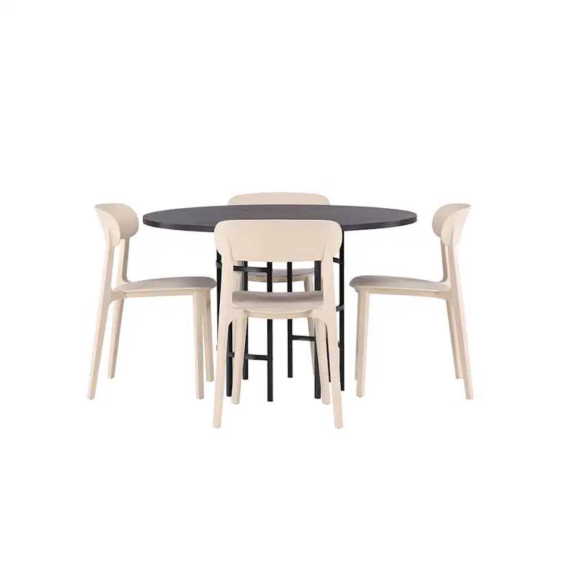 Spisegruppe Venture Home Copenhagen Ø 115 cm med 4 Åstol Stoler
