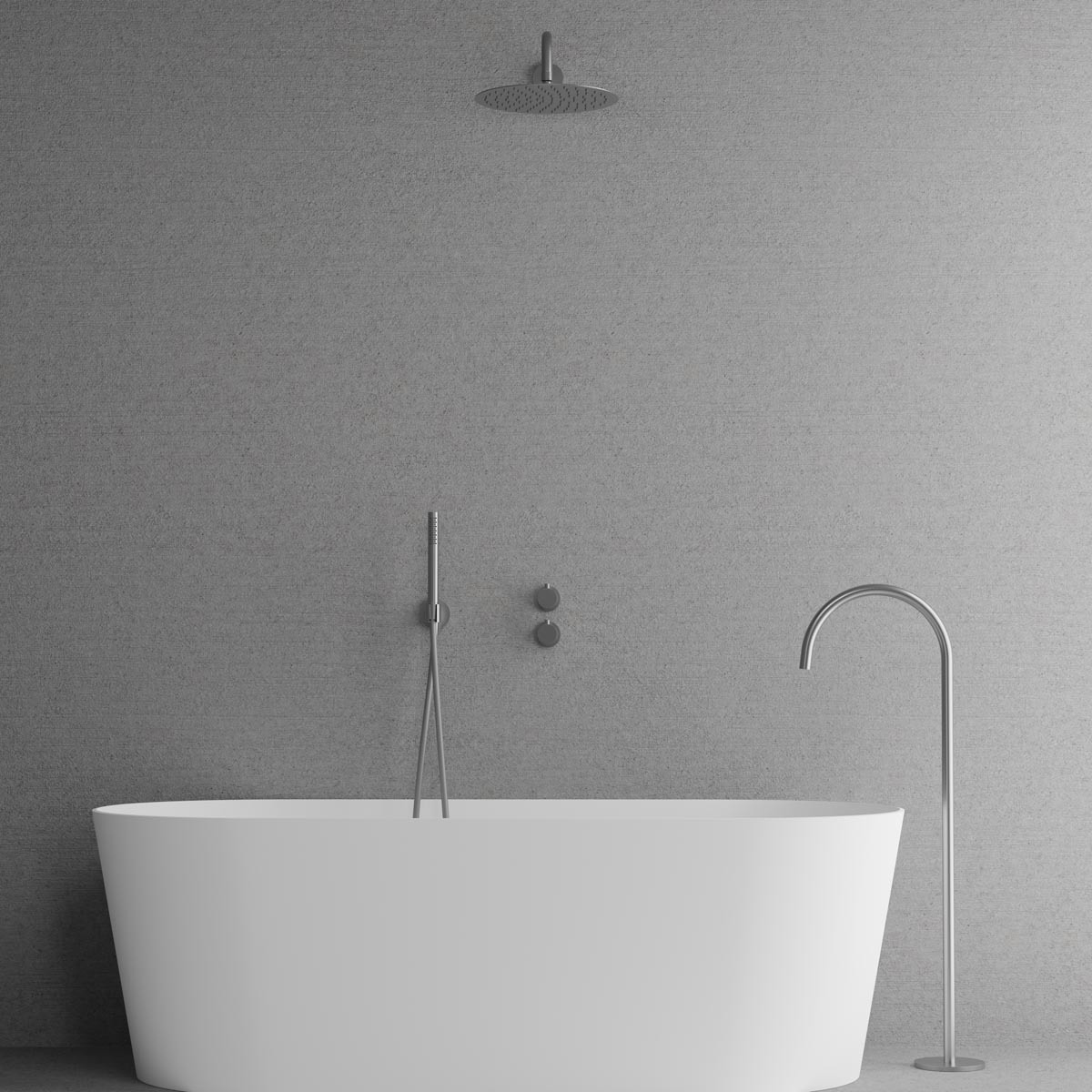 Takduschset Scandtap Steel Harmonized Bliss 3 med Badkarsfblandare för Inbyggnad | badrum - duscharmatur - takdusch | KakelKungen