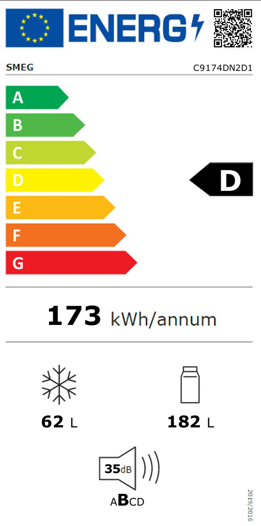 Integrert Kjøleskap over Fryser SMEG C9174DN2D1