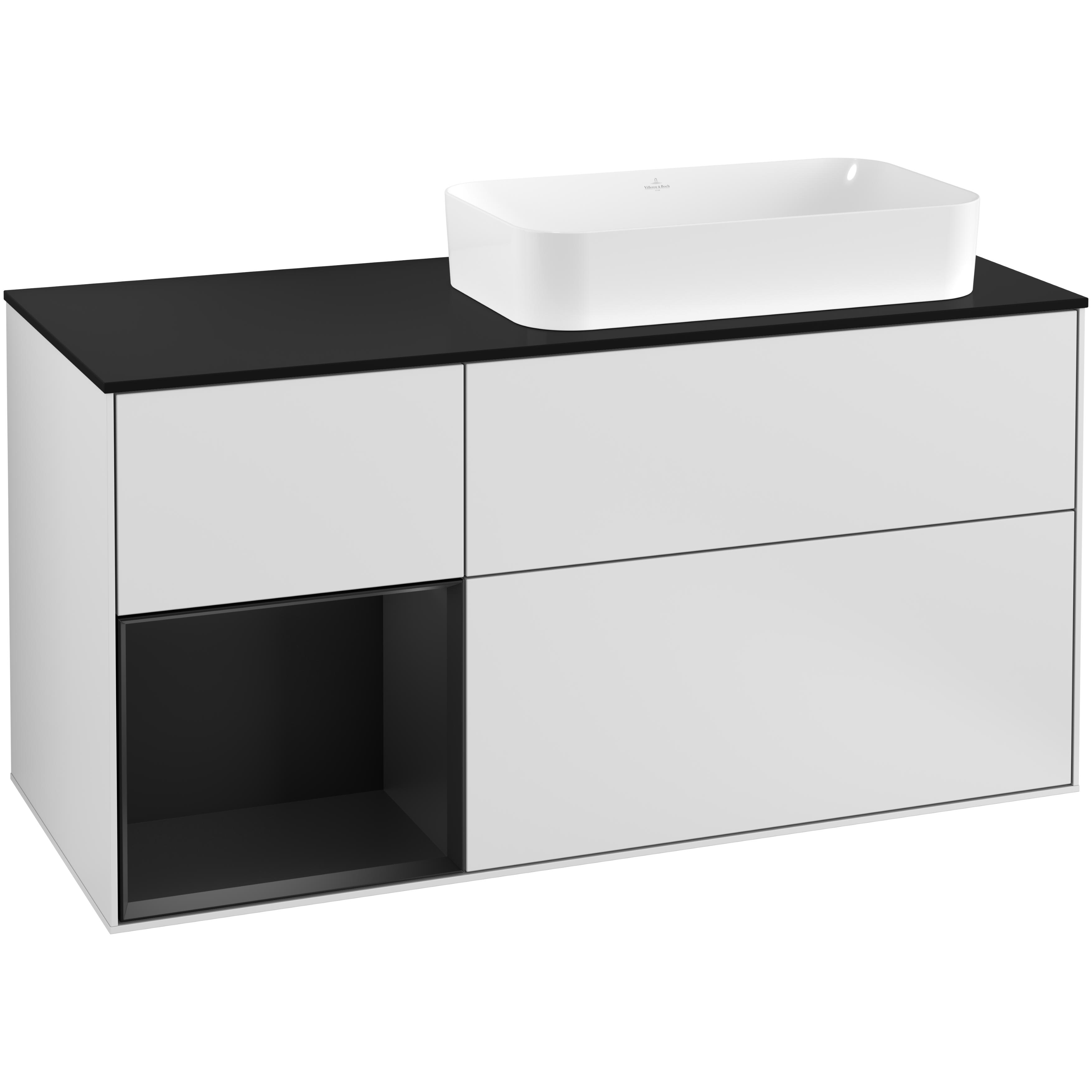 Tvättställsskåp Villeroy & Boch Finion med 3 Lådor Hylla och Bänkskiva för Ocentrerat Fristående Tvättställ