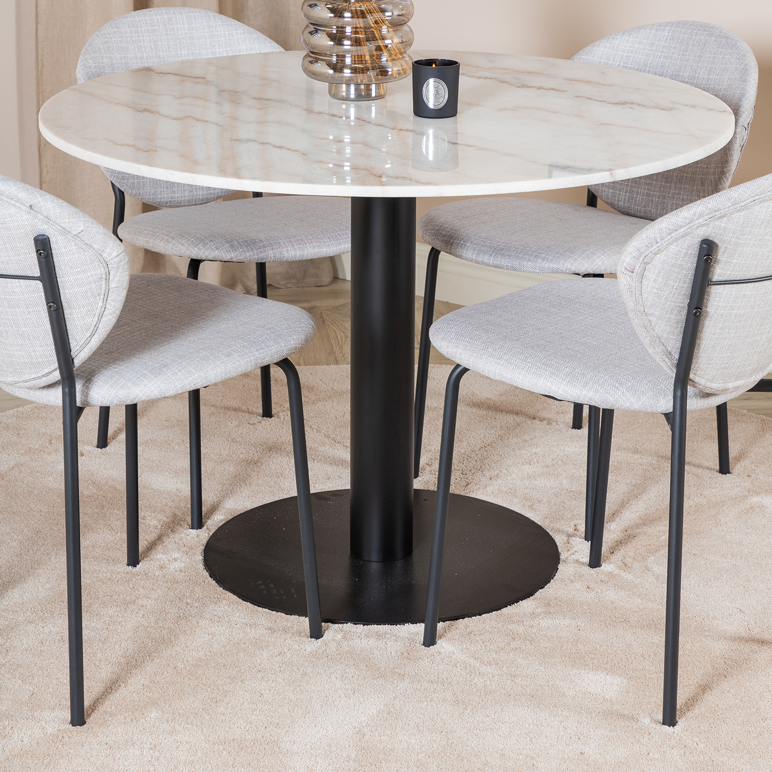 Spisegruppe Venture Home Estelle med 4 Valor Stoler Polyester