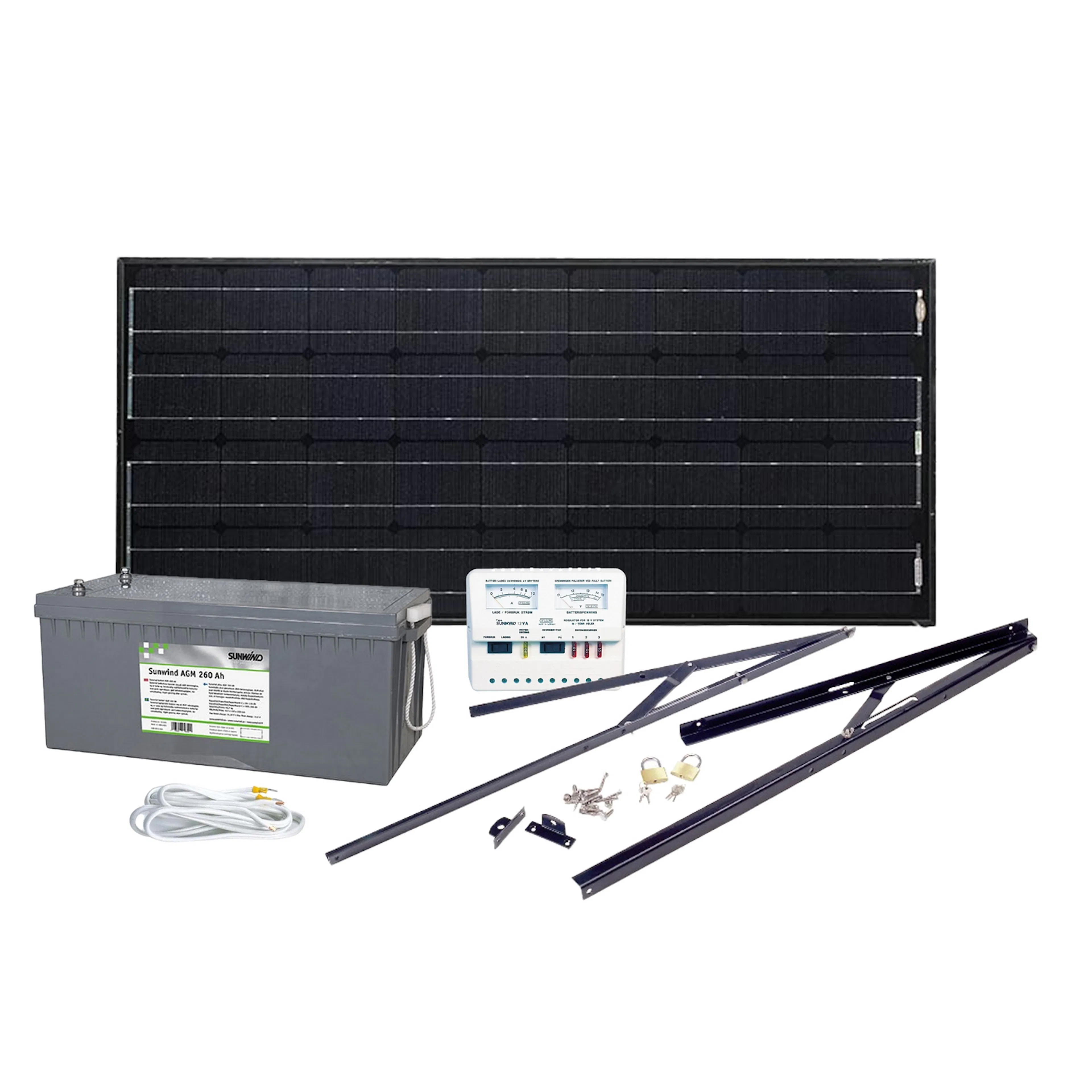 Solcelleanlegg Sunwind 100W AGM 260At