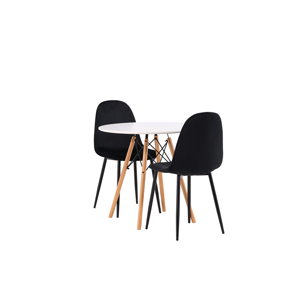 Spisegruppe Venture Home Danburi Ø 60 cm med 2 Polar Fløyel Stoler