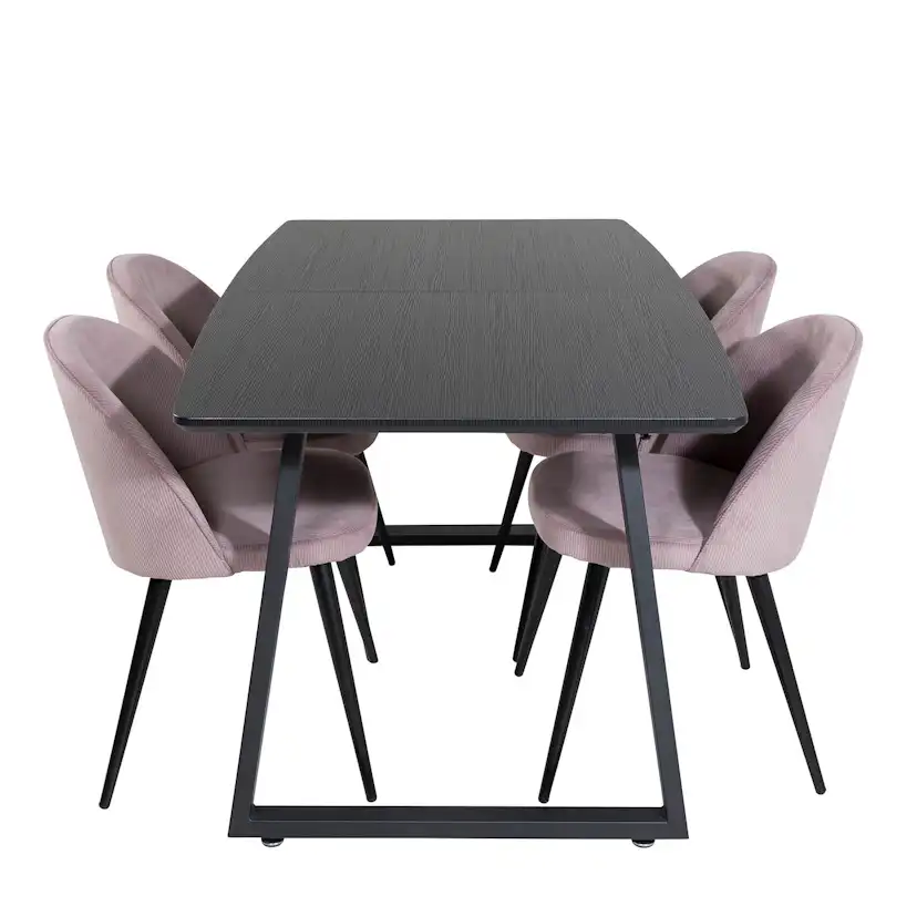 Spisegruppe Venture Home Ina med 4 Valentina Stoler Manchester
