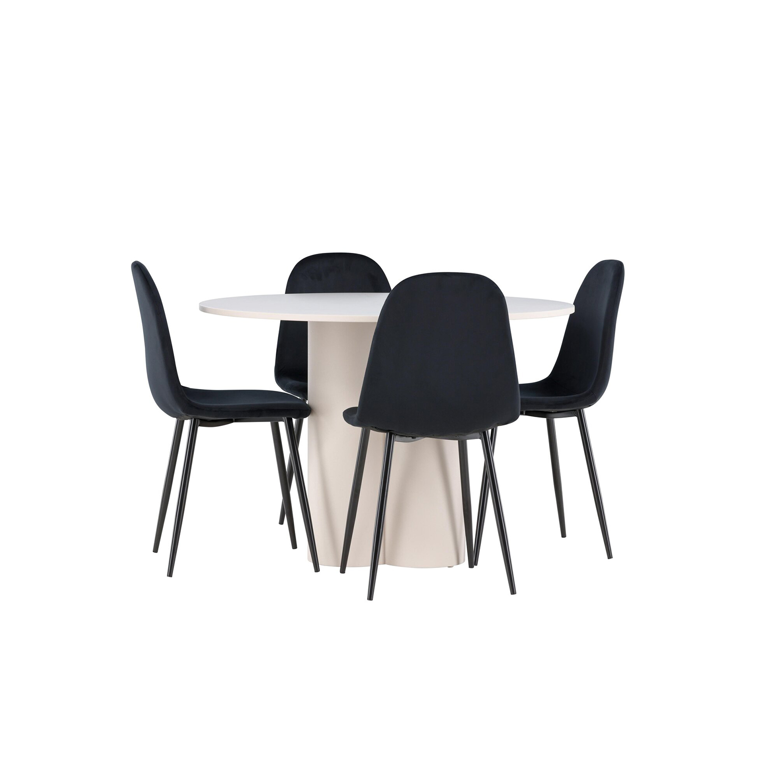 Spisegruppe Venture Home Olivia Ø110 med 4 stk Polar Stoler Fløyel