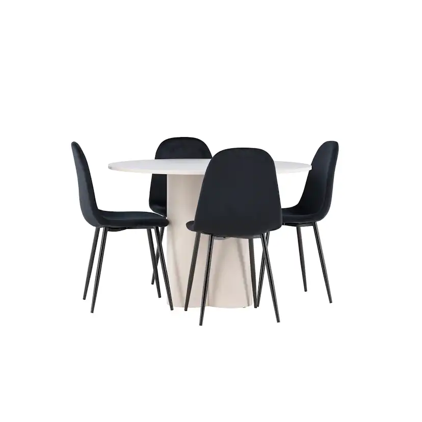 Spisegruppe Venture Home Olivia Ø110 med 4 stk Polar Stoler Fløyel