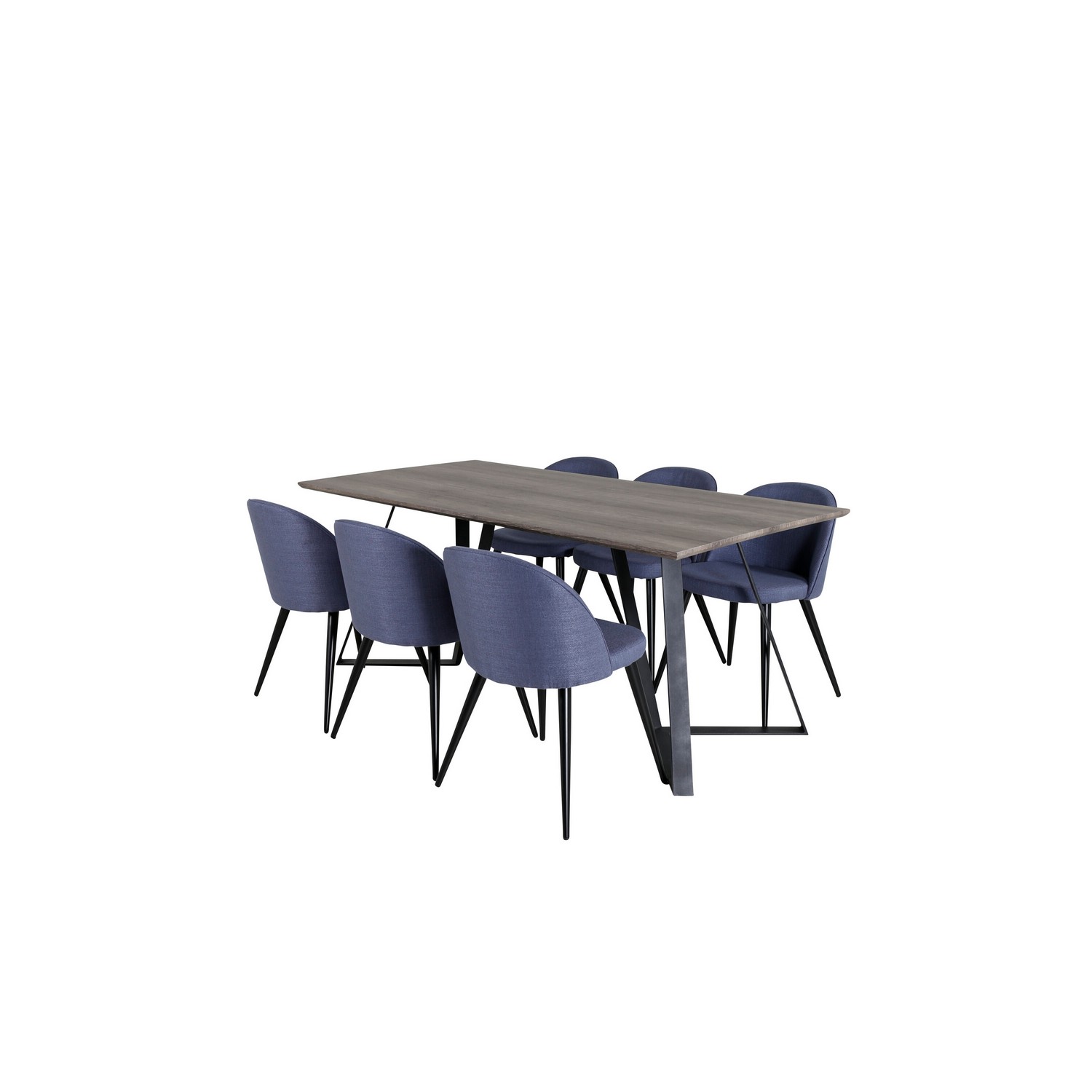 Spisegruppe Venture Home Madde med 6 Valentina Stoler Polyester