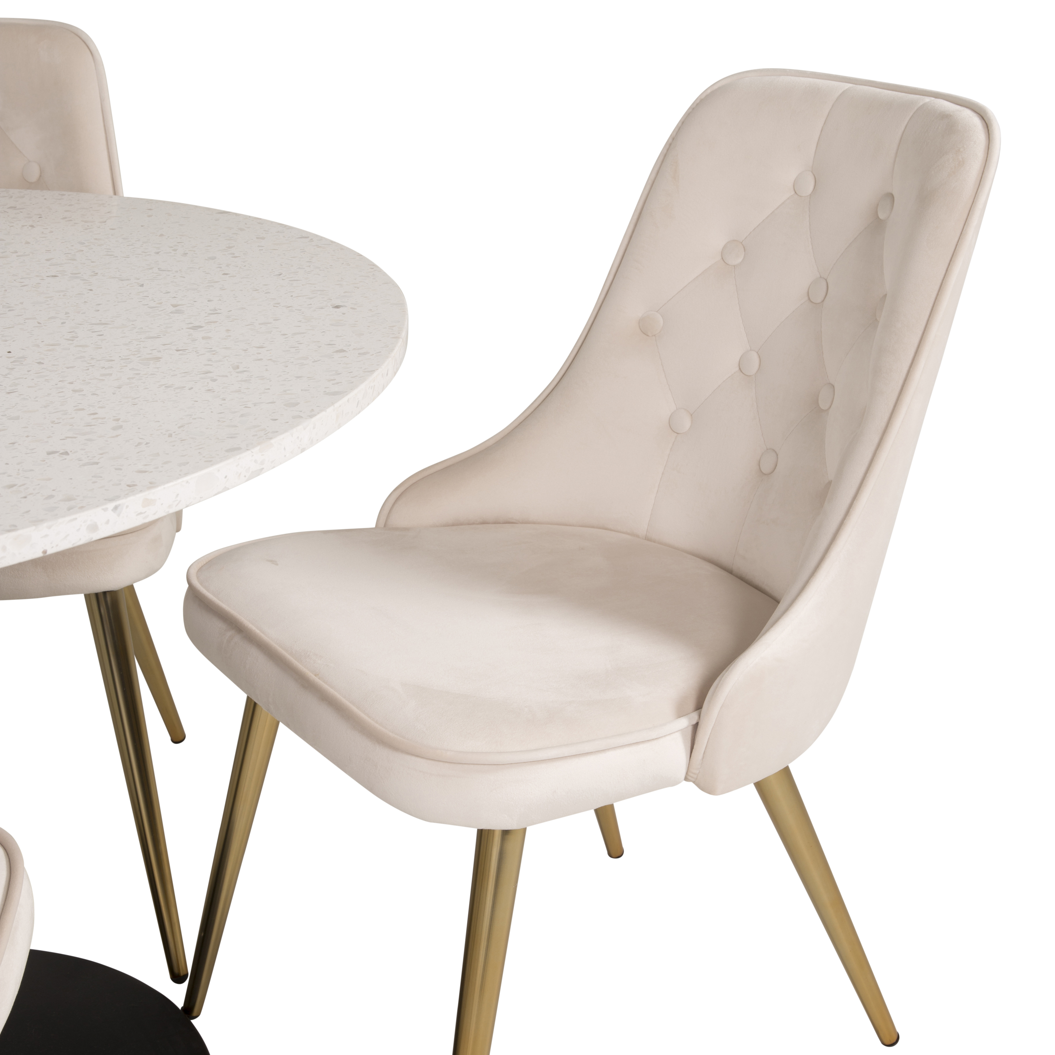 Spisegruppe Venture Home Roxanna HHvitBord med 4 Vera Stoler Fløyel