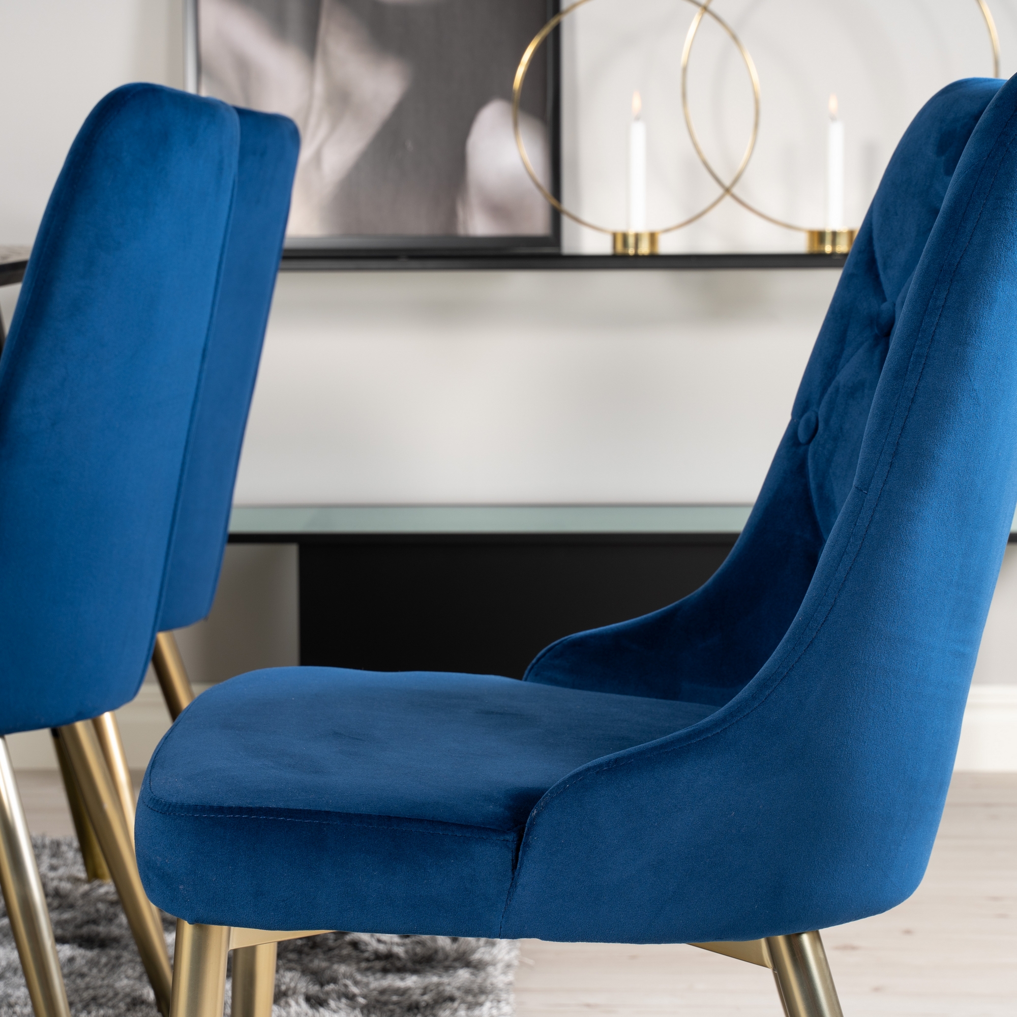 Spisegruppe Venture Home Dipp med 6 Velvet Deluxe Fløyel Stoler