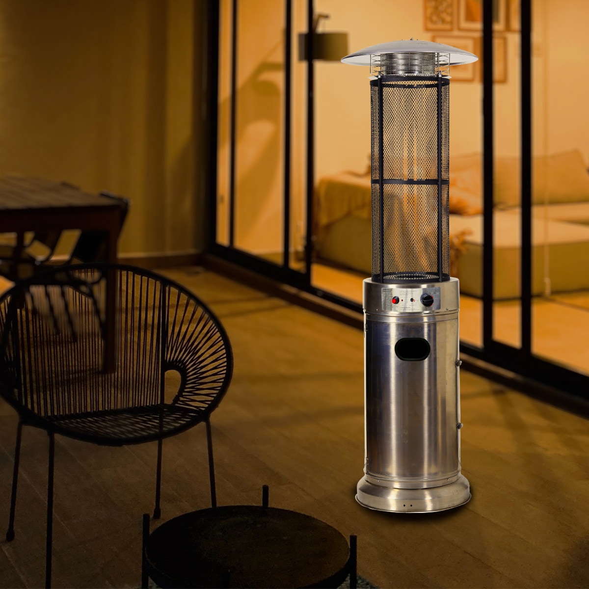 Terrassevarmer Fornorth Rund Rør 11kW Gassdrevet