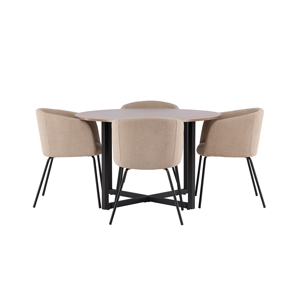 Spisegruppe Venture Home Durango Ø 120 cm med 4 Berit Stoler