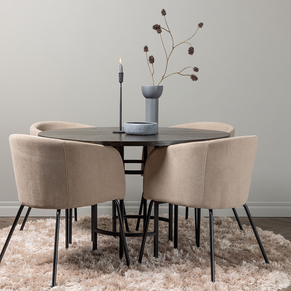 Spisegruppe Venture Home Copenhagen Ø 115 cm med 4 Berit Stoler