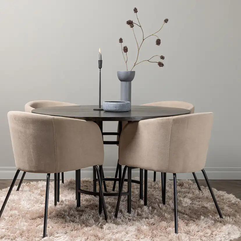 Spisegruppe Venture Home Copenhagen Ø 115 cm med 4 Berit Stoler