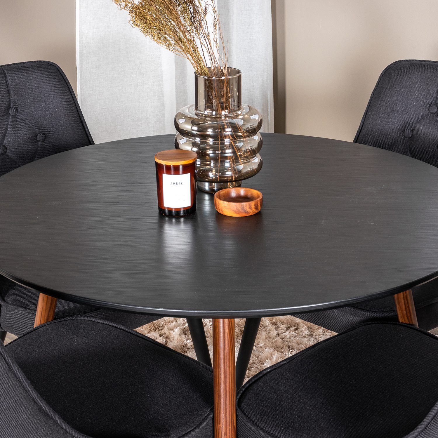Spisegruppe Venture Home Plake med 4 Vera Stoler Polyester Rundt