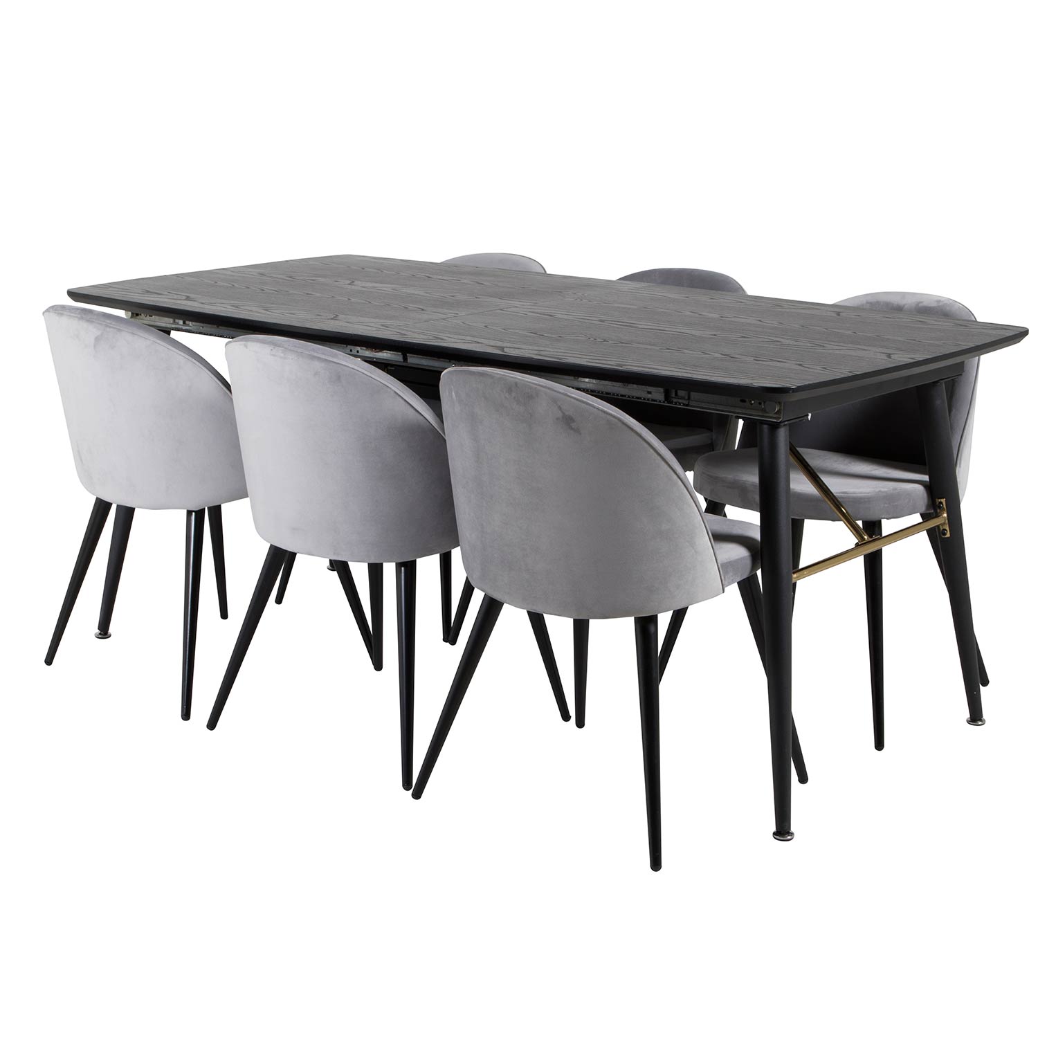 Spisegruppe Venture Home Gold med 6 Velvet Stoler