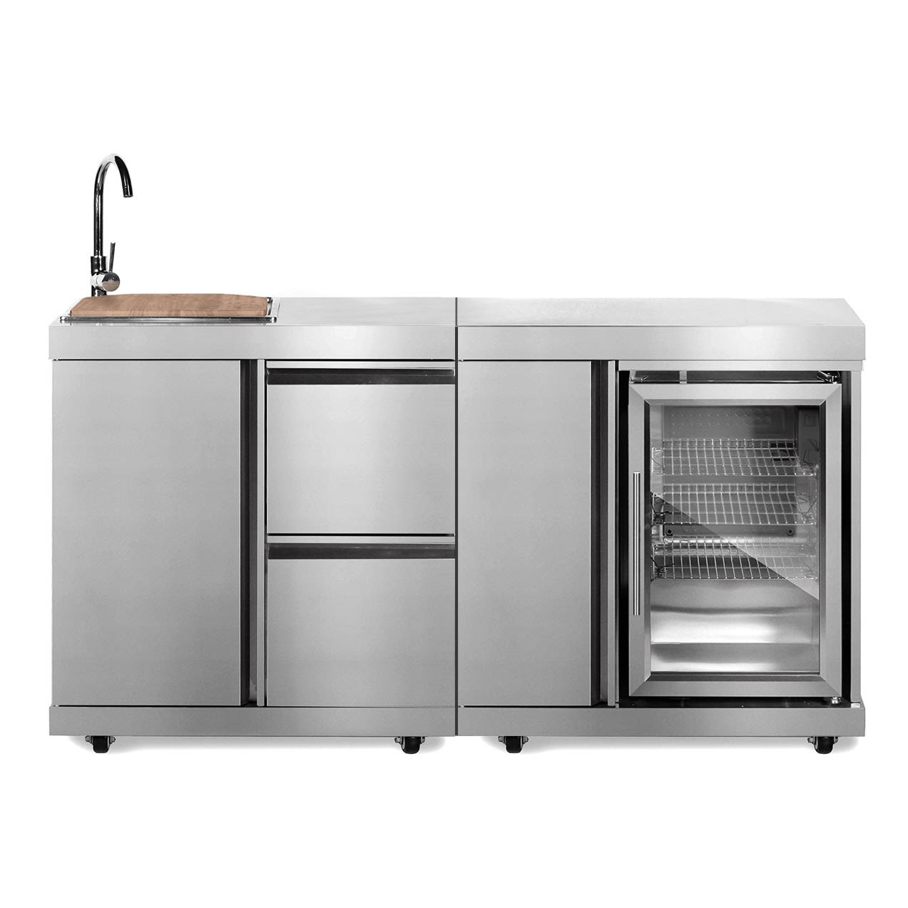 Kjøleskap og Oppvaskbenk Myoutdoorkitchen Stainless Collection Duopakke